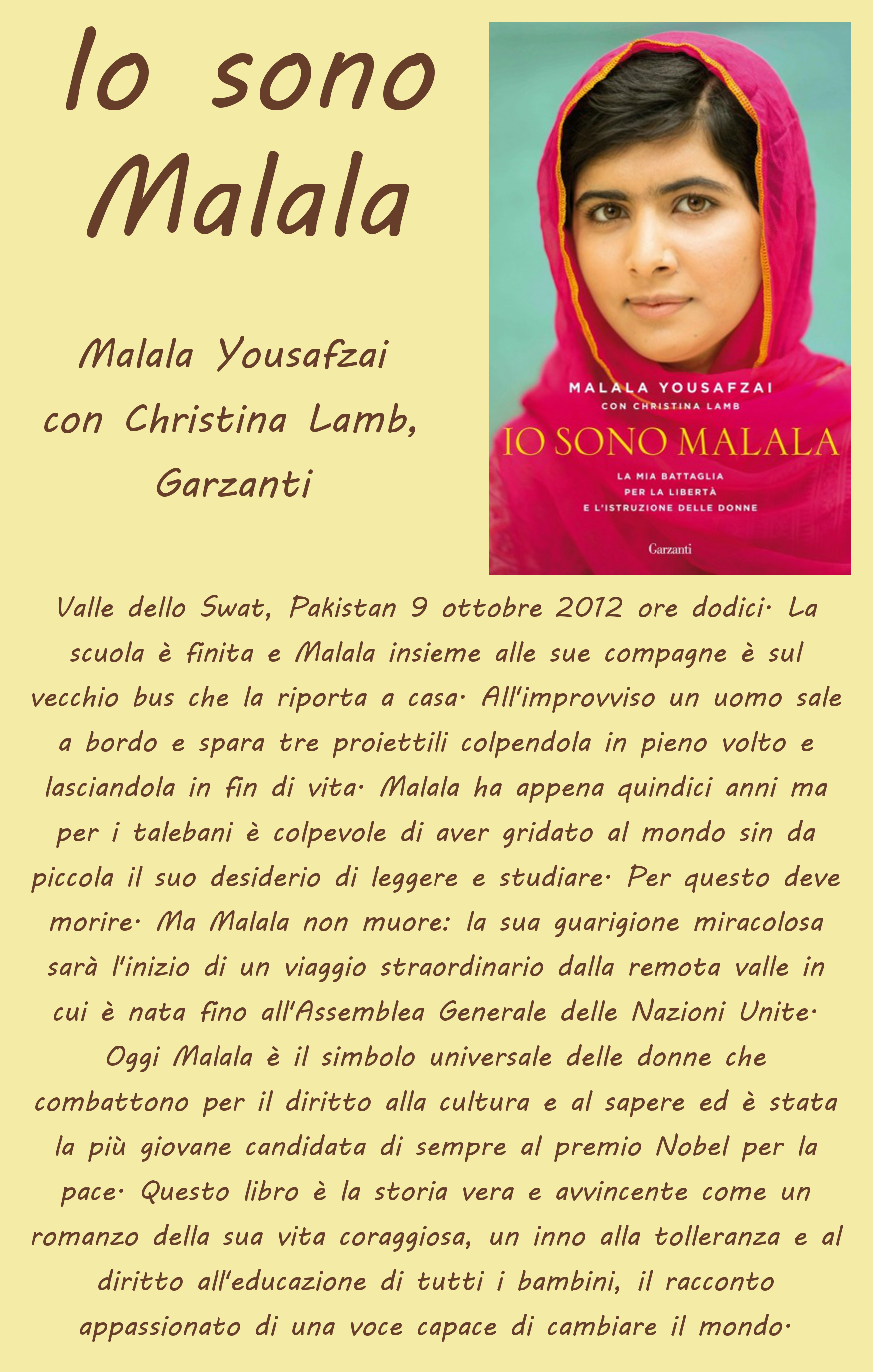 Io sono Malala  Libreria Mirtillo Montichiari